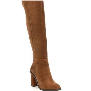 Gianni Bini Brown Suede Over-the-Knee Block Heel Boots